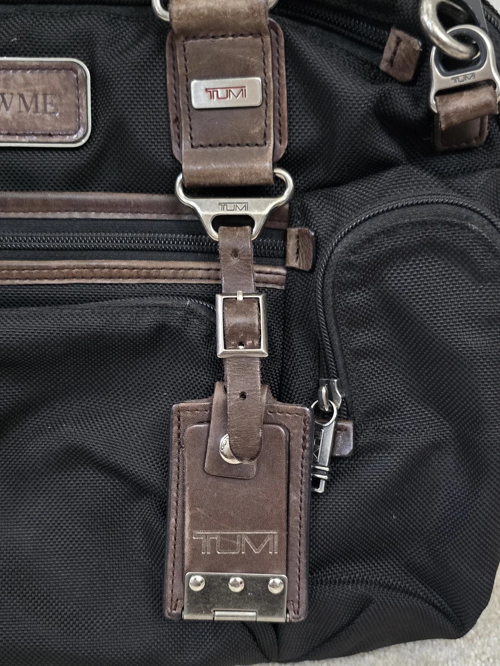Tumi Black and Brown Travel Brief with Leather Trim